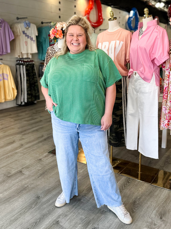 Ruby Ribbed Top - Forest