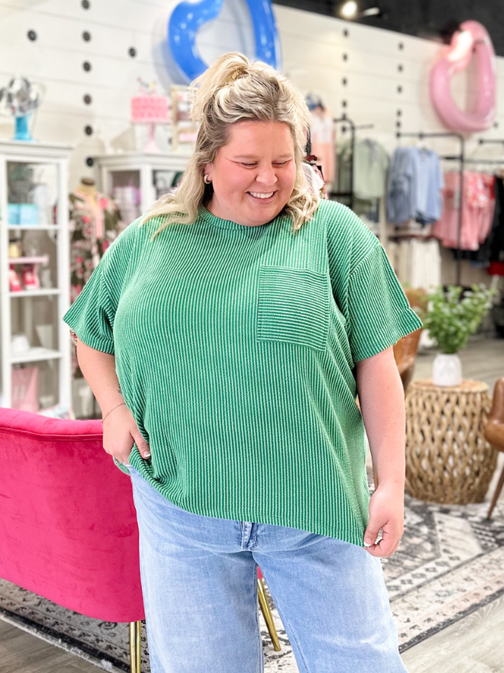 Ruby Ribbed Top - Forest