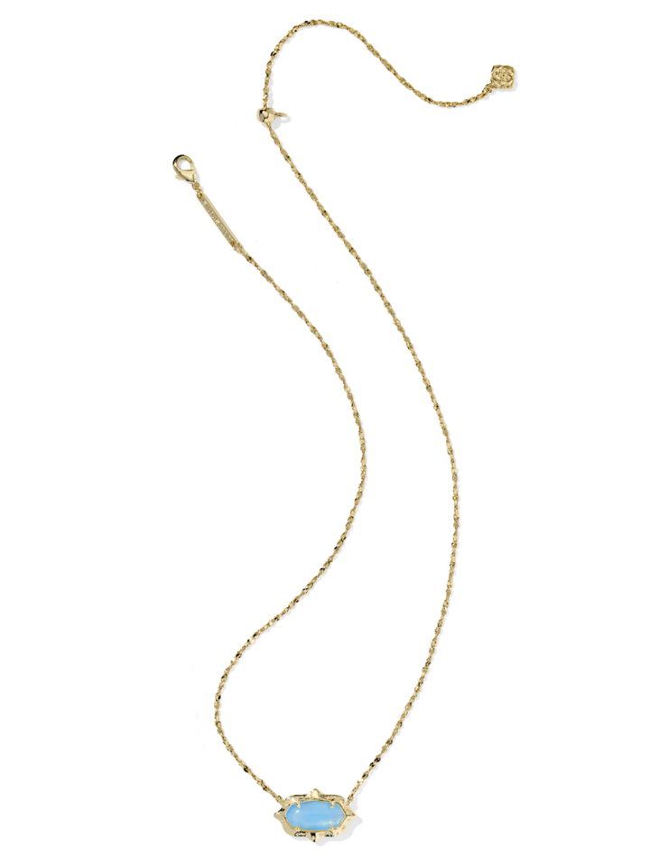 Kendra Scott Elisa Scallop Frame Necklace - Sky Blue &amp; Gold