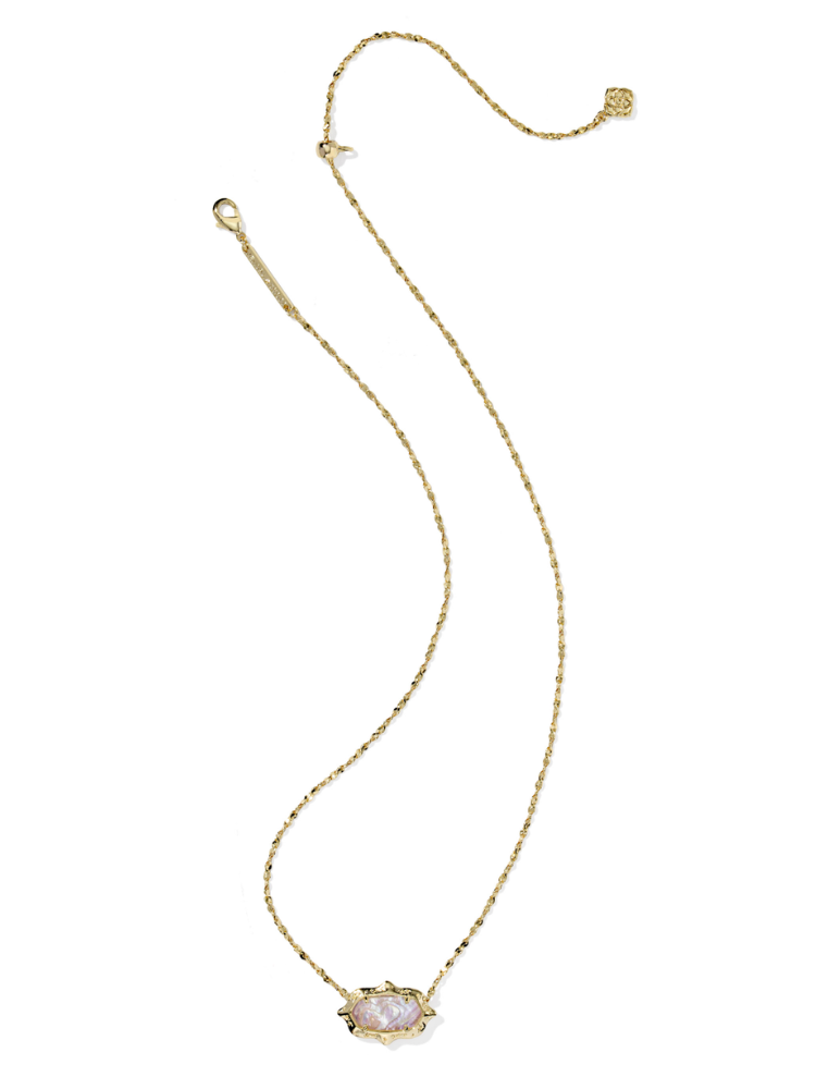 Kendra Scott Elisa Scallop Frame Necklace - Light Pink &amp; Gold