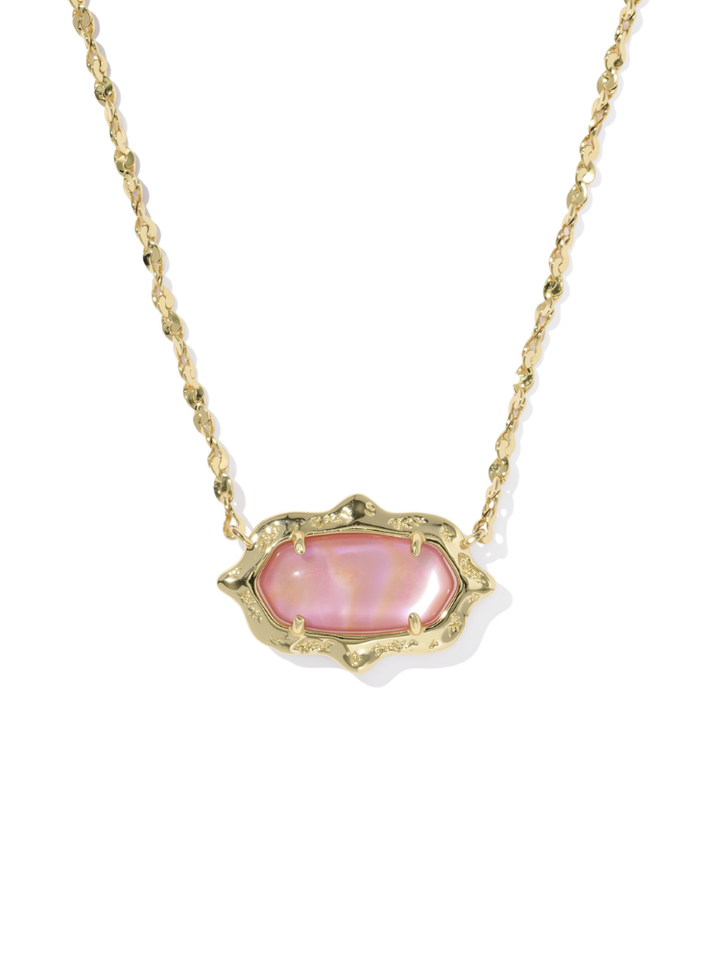Kendra Scott Elisa Scallop Frame Necklace - Light Pink &amp; Gold