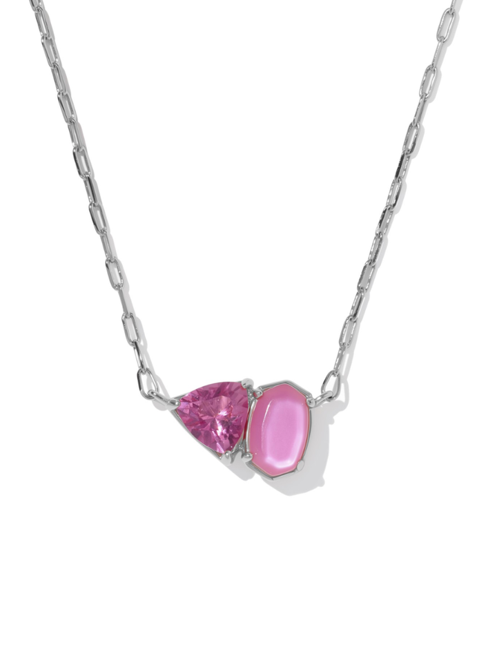 Kendra Scott Tatum Pendant Necklace - Silver &amp; Azalea Pink