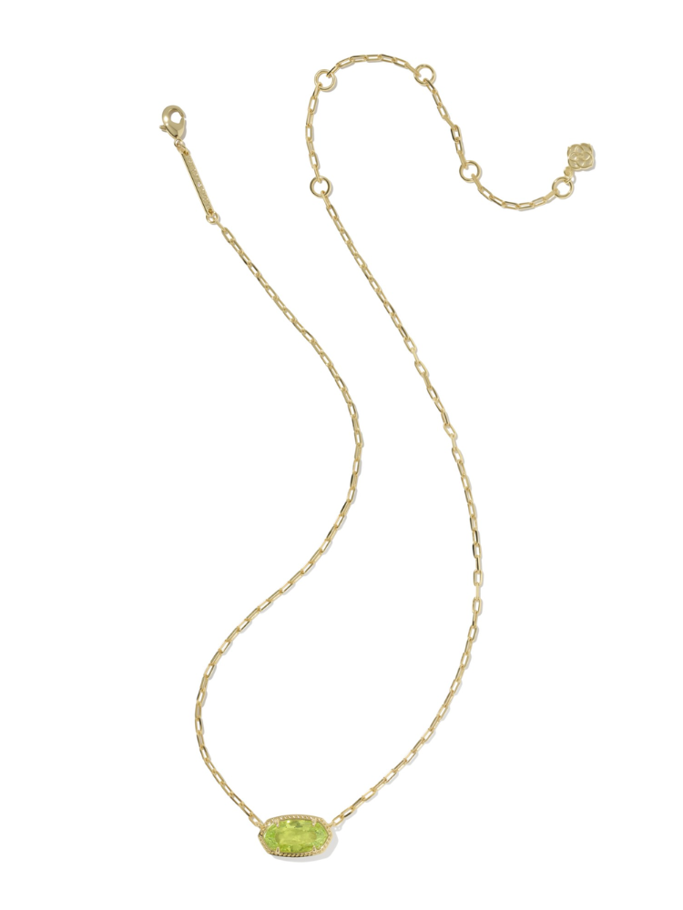 Kendra Scott Elisa Lux Pendant Necklace - Gold &amp; Light Green CZ