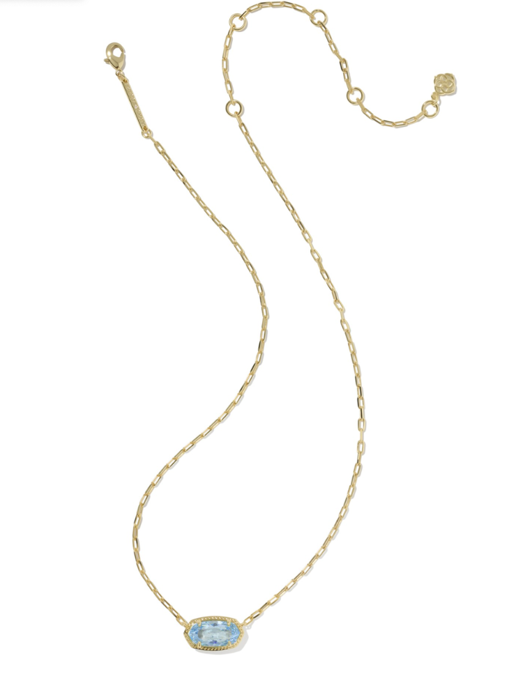 Kendra Scott Elisa Lux Pendant Necklace - Gold &amp; Light Blue CZ