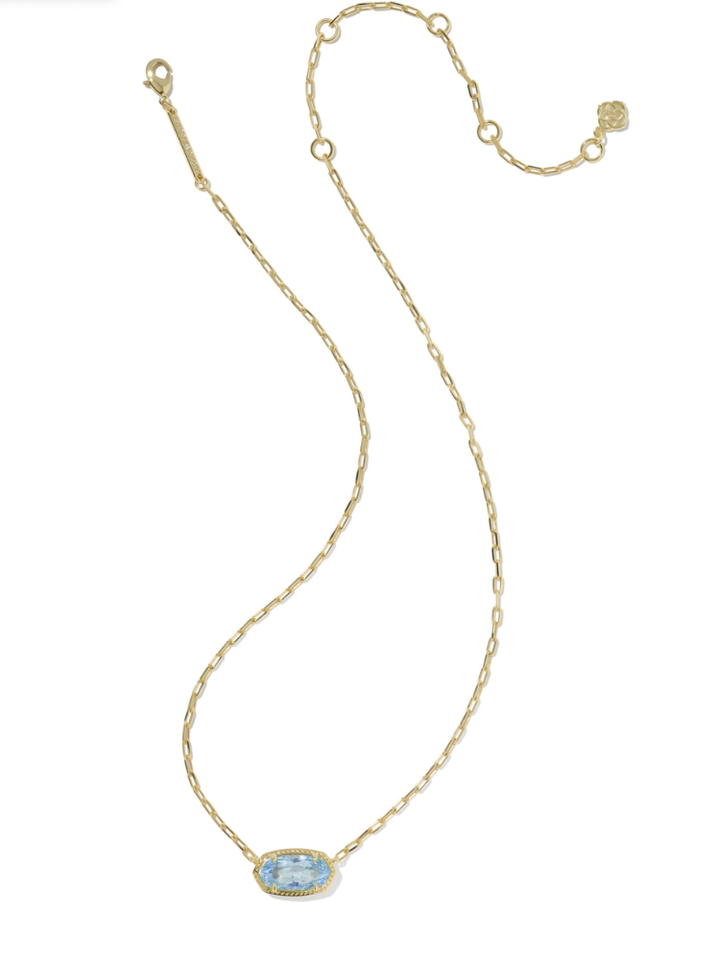 Kendra Scott Elisa Lux Pendant Necklace - Gold &amp; Light Blue CZ