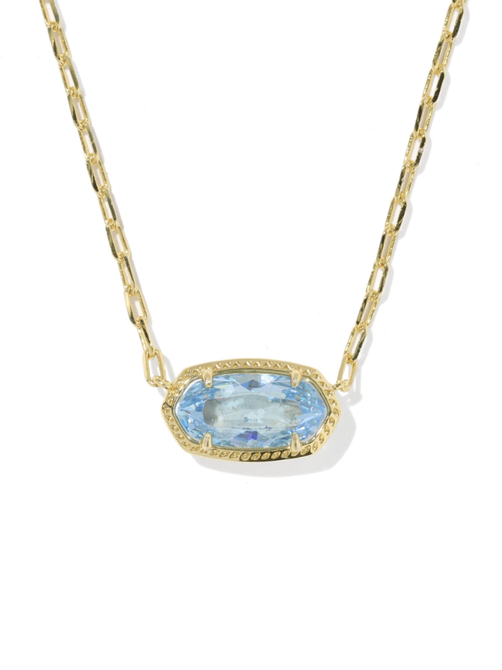 Kendra Scott Elisa Lux Pendant Necklace - Gold &amp; Light Blue CZ