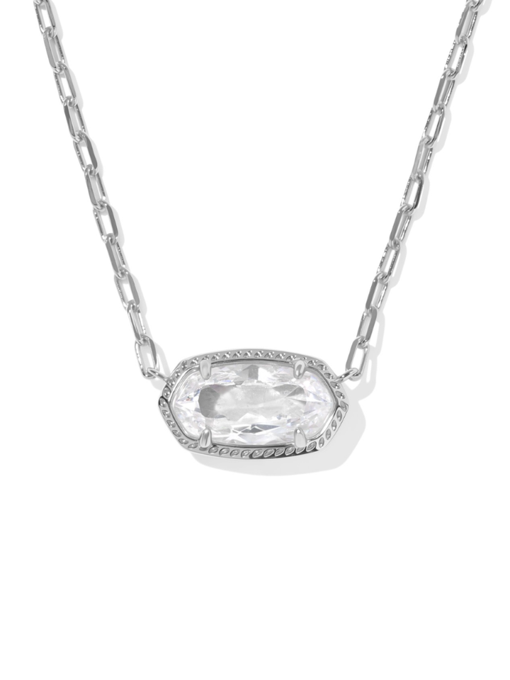 Kendra Scott Elisa Lux Pendant Necklace - Silver &amp; White CZ