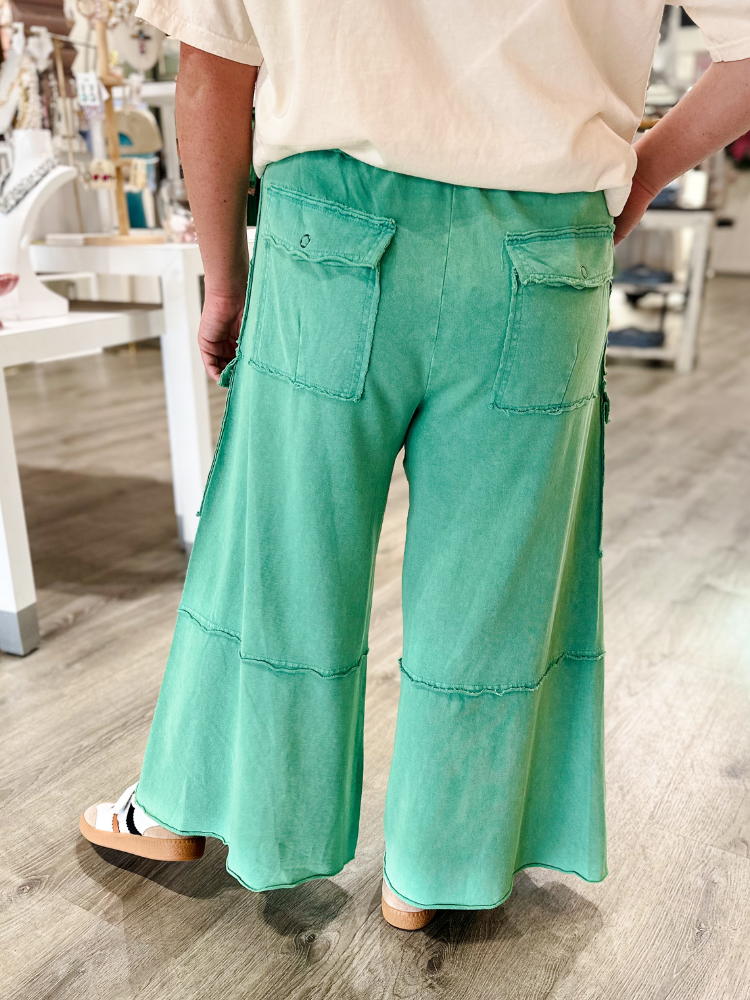 The Stella Wide Leg Pant - Green