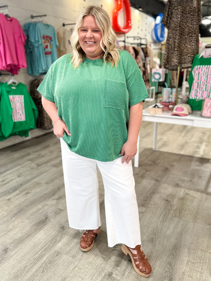 Ruby Ribbed Top - Forest