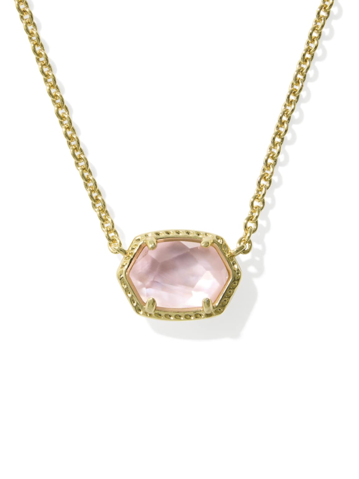 Kendra Scott Daphne Frame Pendant Necklace - Gold &amp; Light Pink MOP
