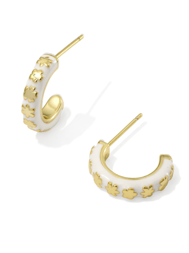 Kendra Scott Jane Huggie Earring - Gold &amp; White Enamel