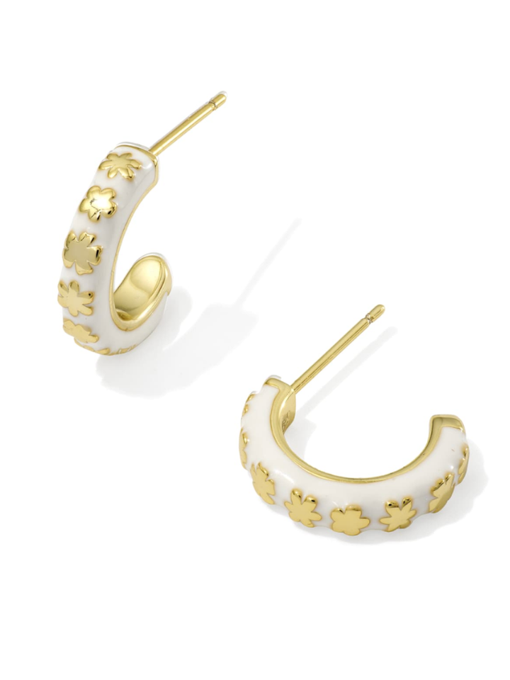 Kendra Scott Jane Huggie Earring - Gold &amp; White Enamel