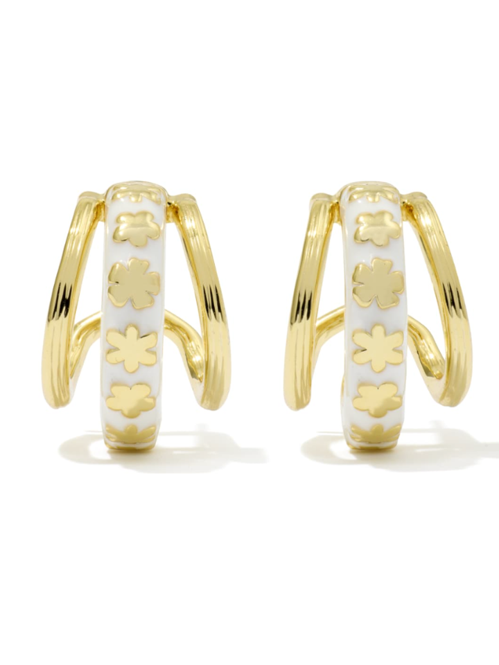 Kendra Scott Jane Huggie Earring - Gold &amp; White Enamel