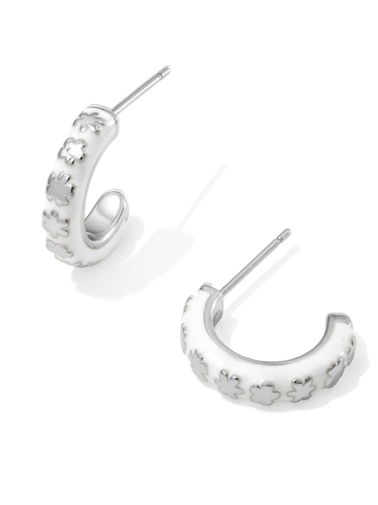 Kendra Scott Jane Huggie Earring - Silver &amp; White Enamel