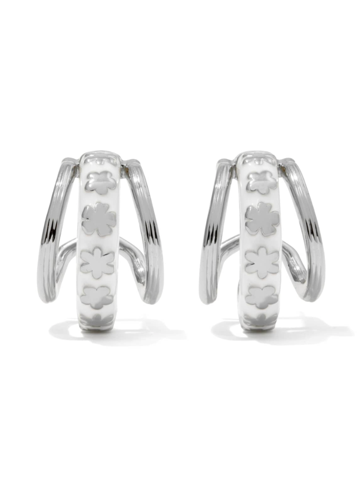 Kendra Scott Jane Huggie Earring - Silver &amp; White Enamel