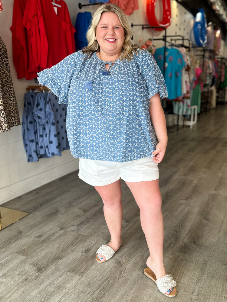 The Demi Top - Washed Denim