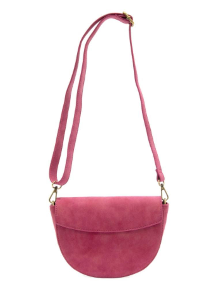 Joy Susan Luna Crescent Crossbody W/ Braided Handle - Fuchsia