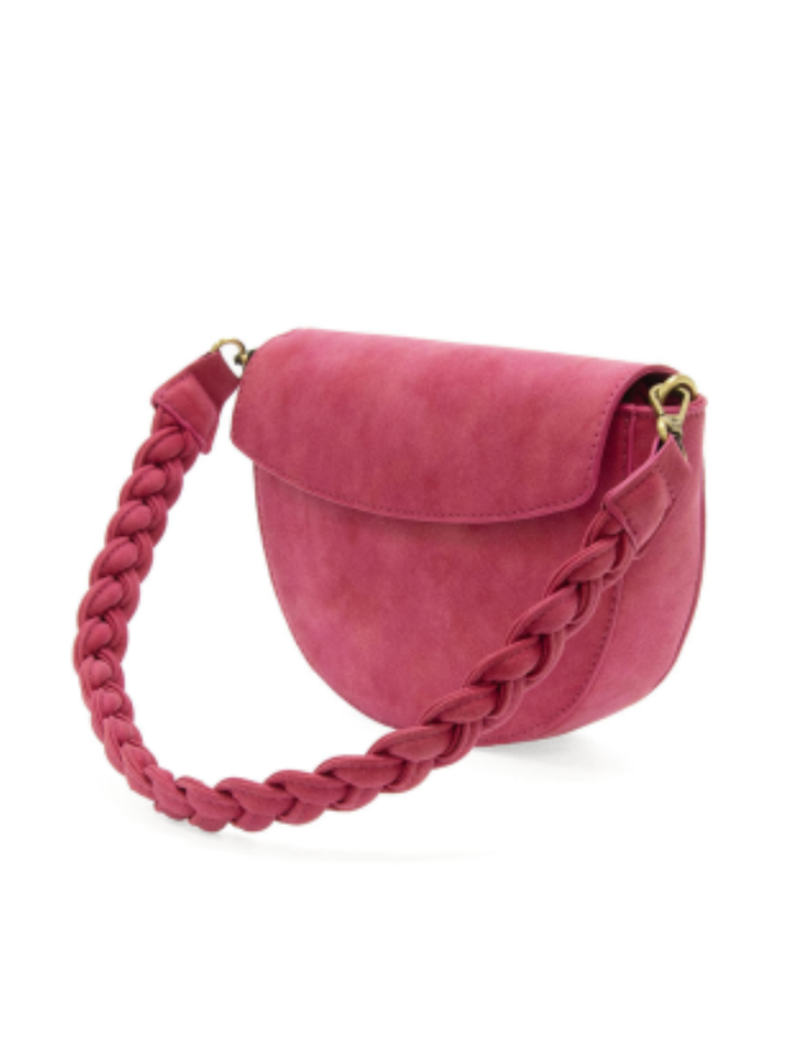 Joy Susan Luna Crescent Crossbody W/ Braided Handle - Fuchsia