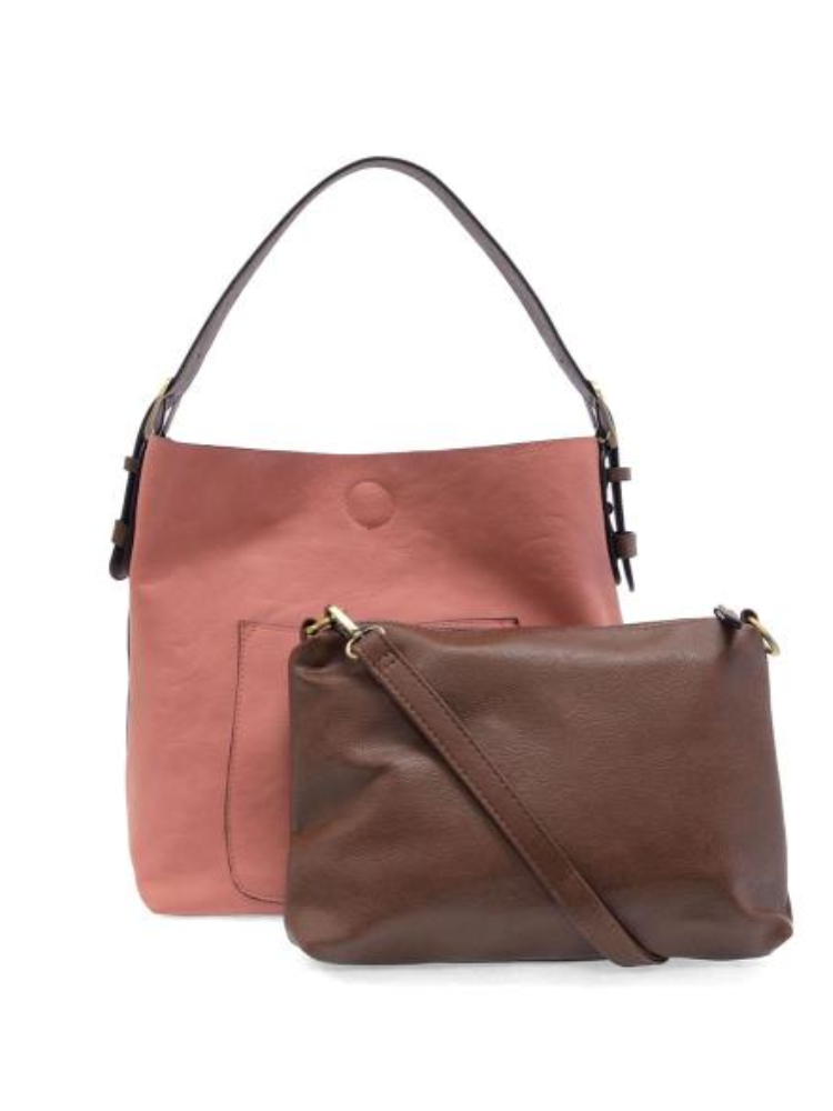 Joy Susan Classic Hobo Handbag- Clay Pink &amp; Coffee