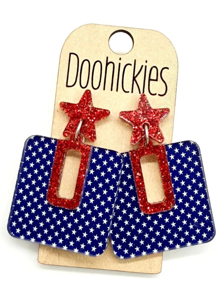 Blue Star Square Earring