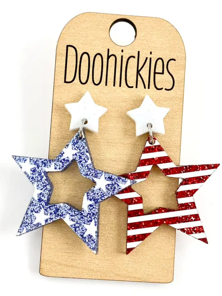 GLitter Star &amp; Stripe Star Earring