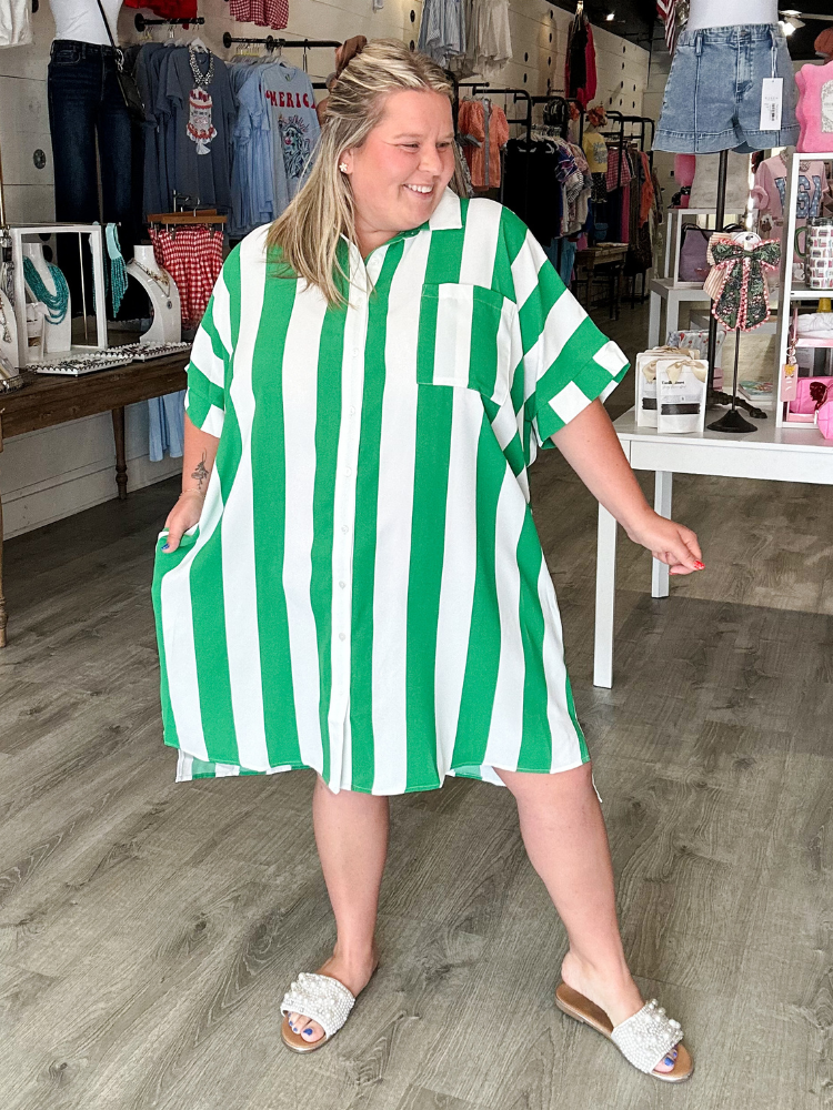 The Scottie Dress - Green &amp; White