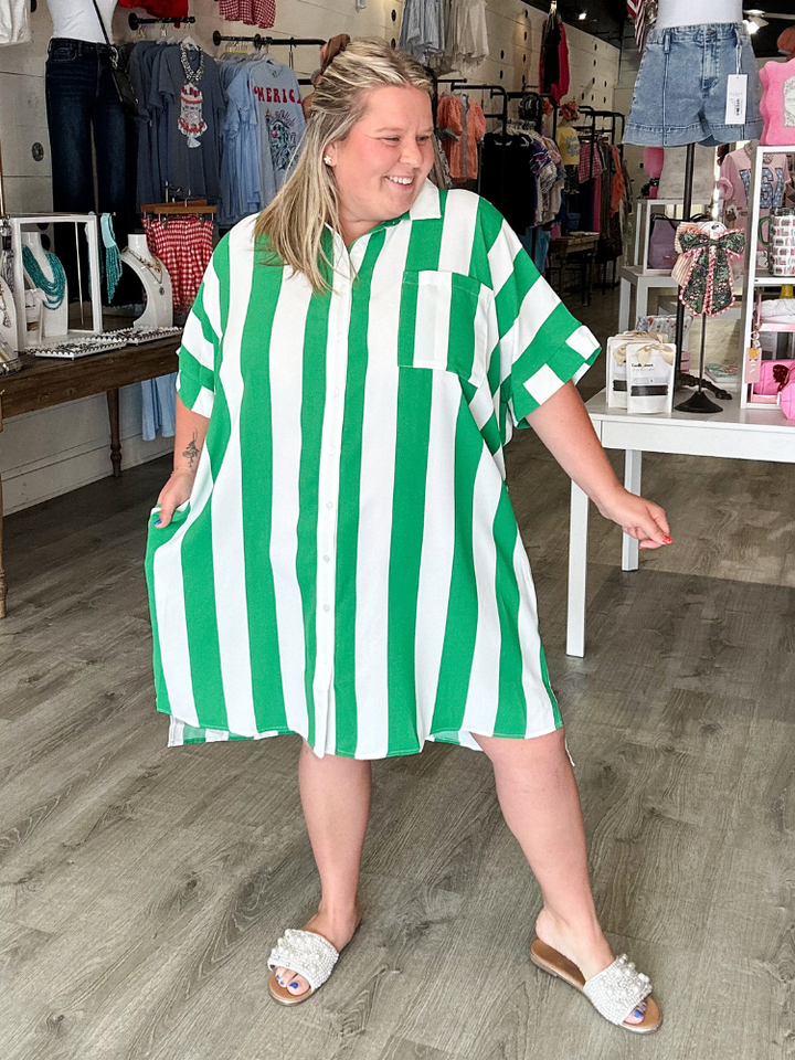 The Scottie Dress - Green &amp; White