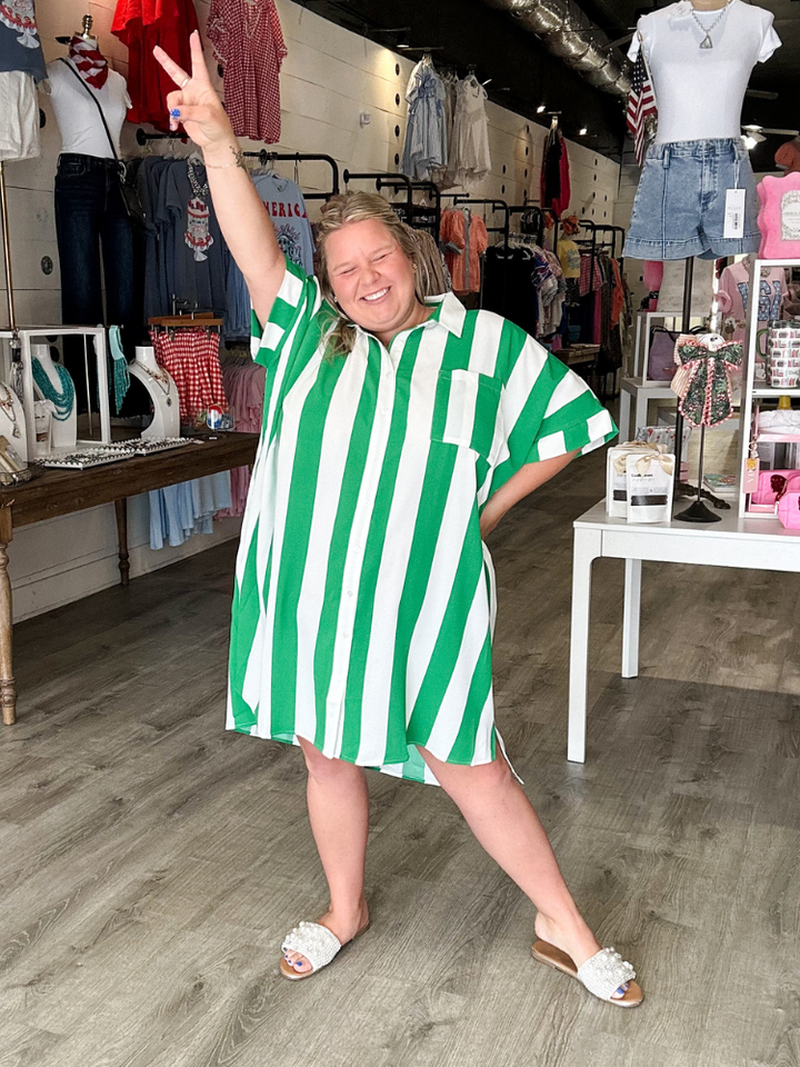 The Scottie Dress - Green &amp; White