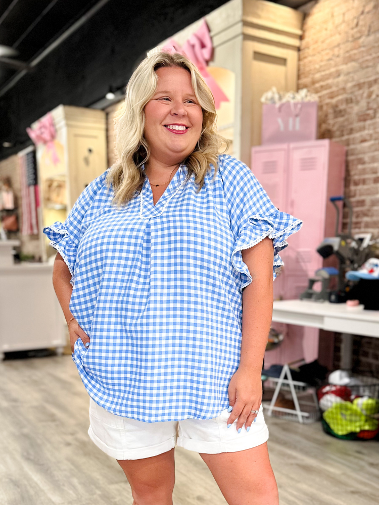 The Rhode Top - Blue Gingham