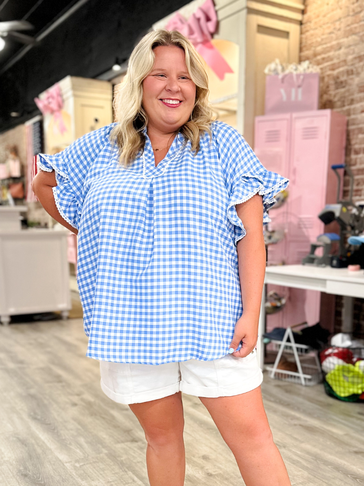 The Rhode Top - Blue Gingham