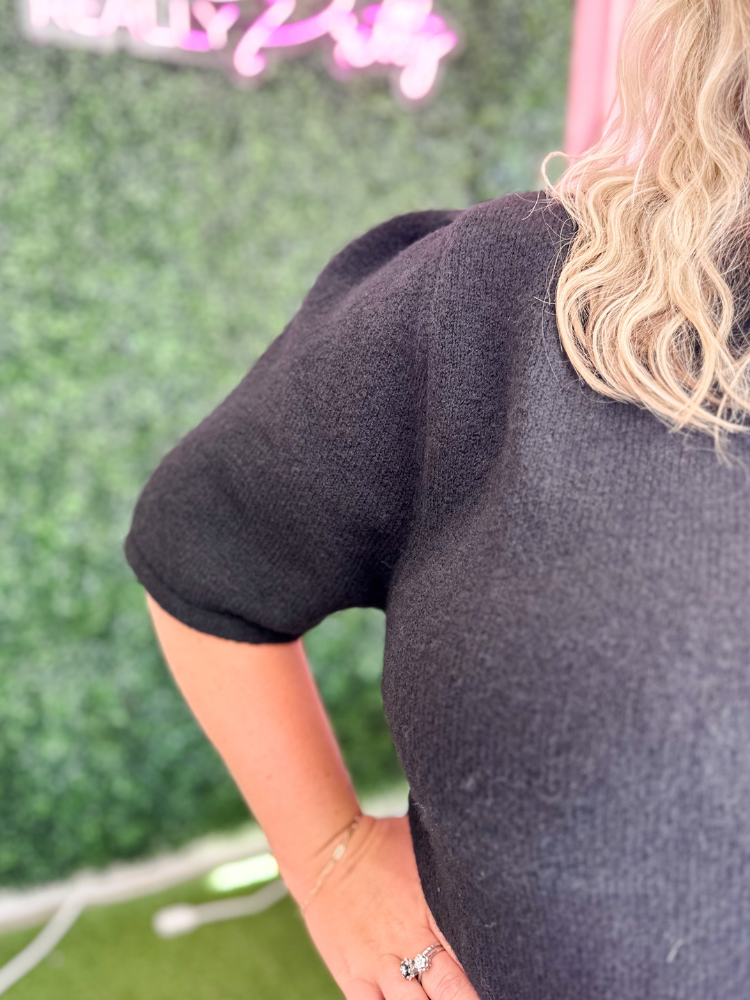 The Amber Short Sleeve Cardigan - Black