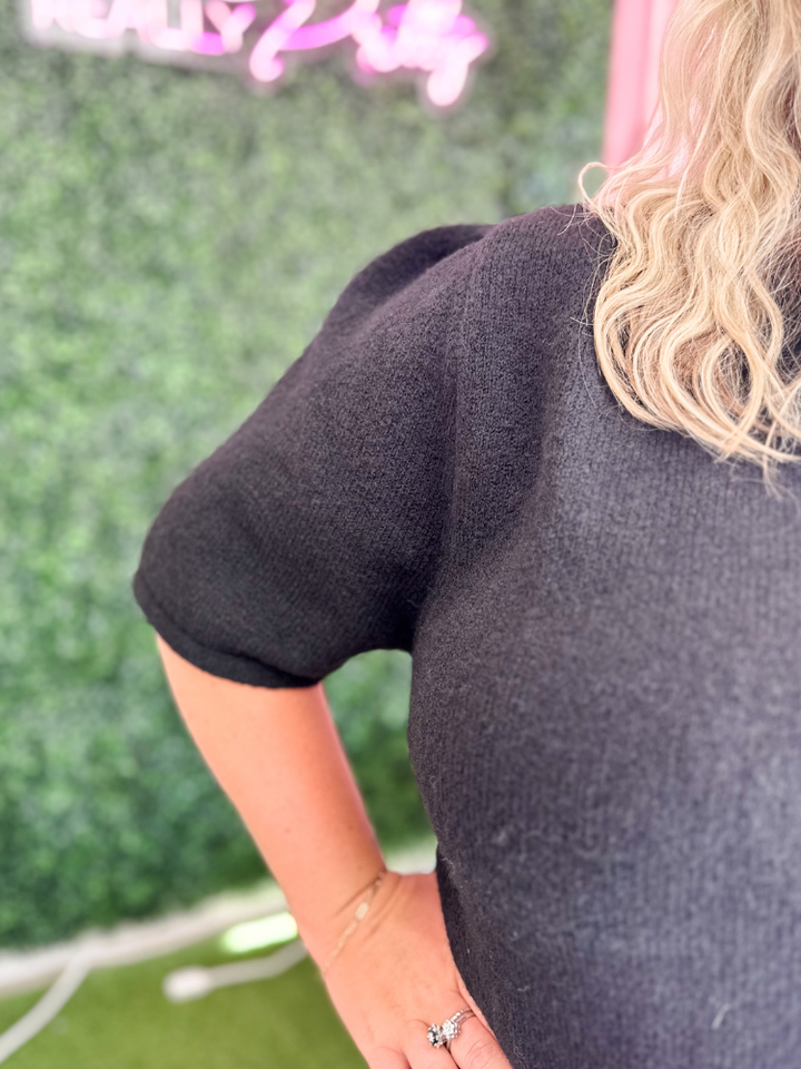 The Amber Short Sleeve Cardigan - Black