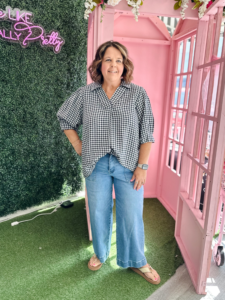 The Ollie Top - Black Gingham