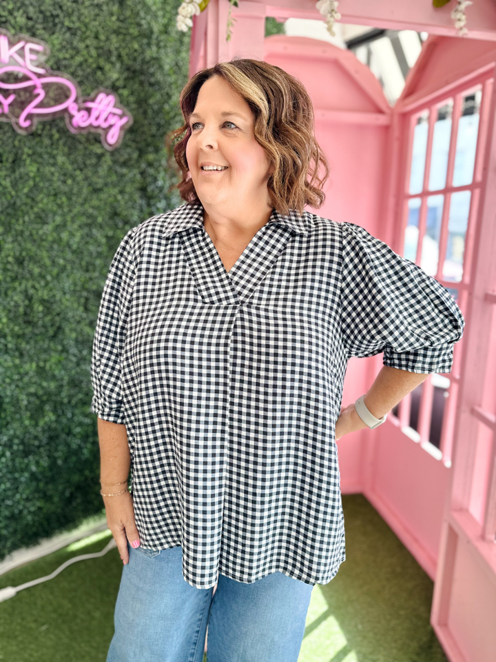The Ollie Top - Black Gingham