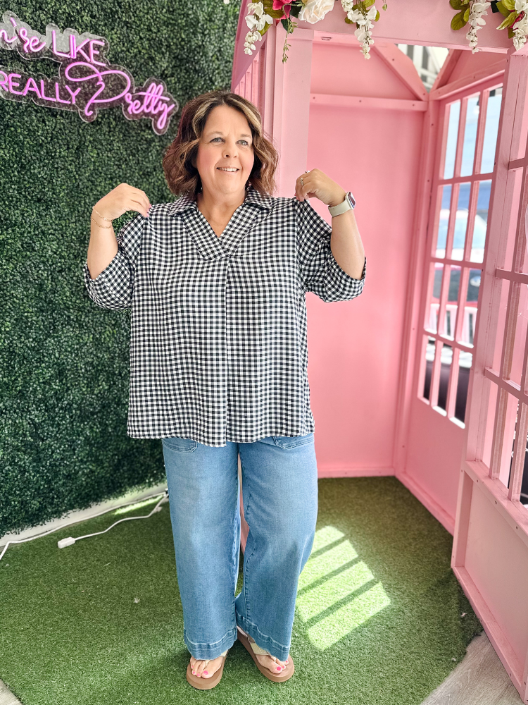 The Ollie Top - Black Gingham