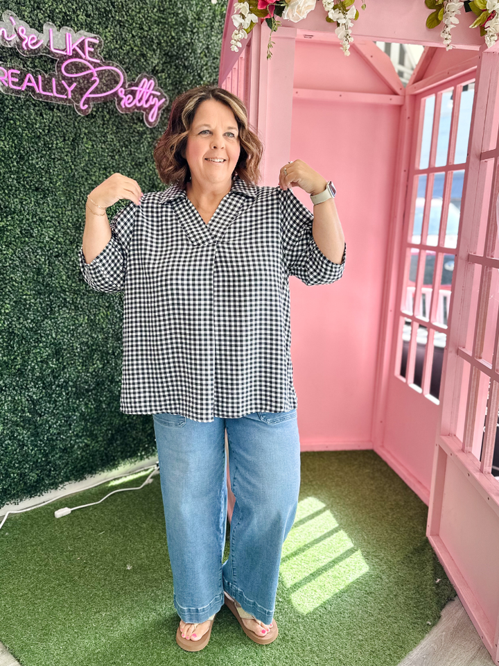 The Ollie Top - Black Gingham