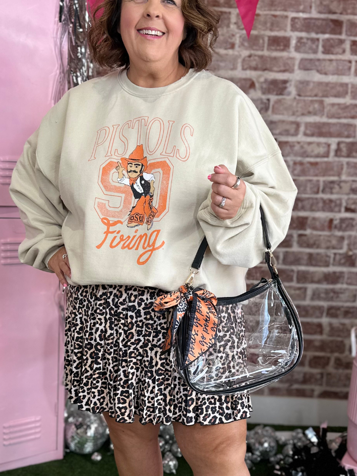 Oklahoma State Cowboys Sara Clear Purse with Skinny Scarf – Large Stadium Bag