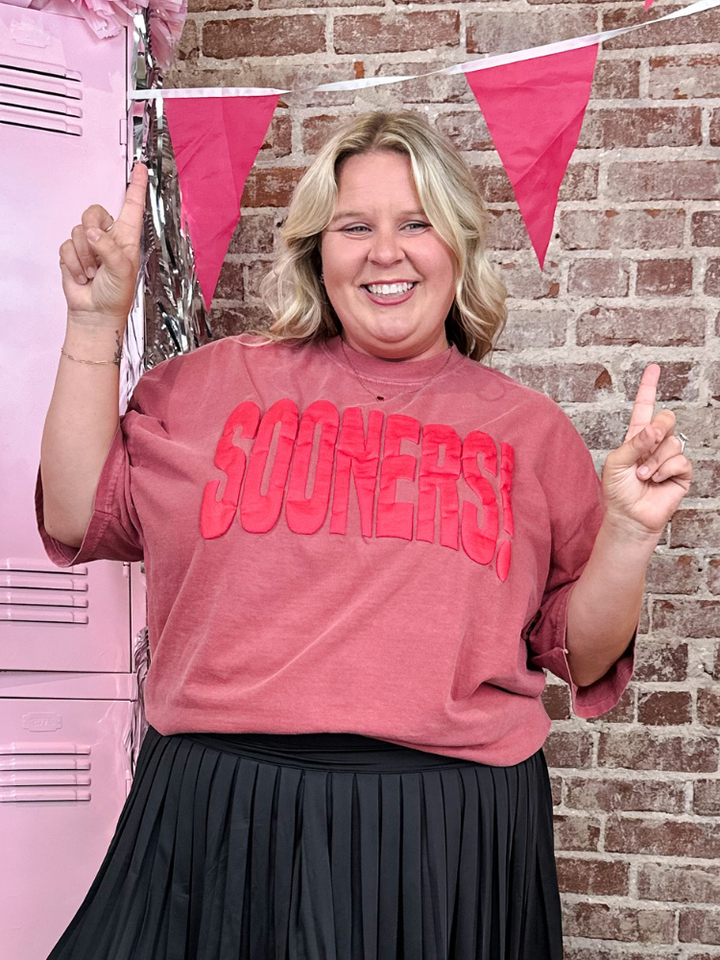OU  Mono Puff Ink - Crimson Comfort Colors Tee