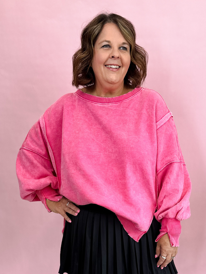 The Layla Sweatshirt - Hot Pink