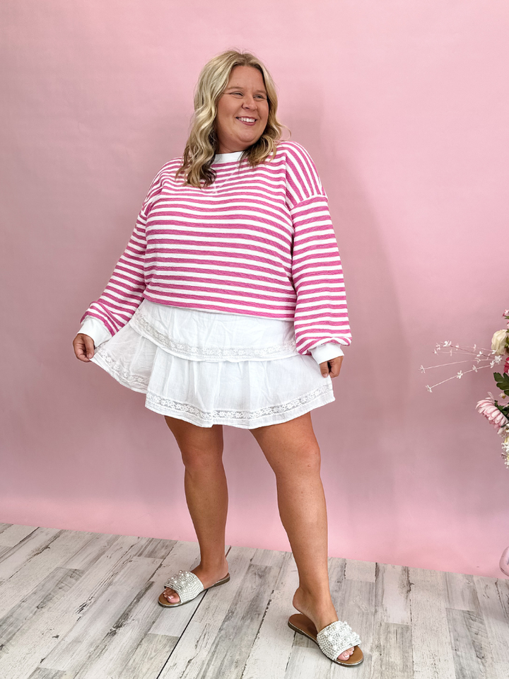 The Shirley Striped Top - Candy Pink