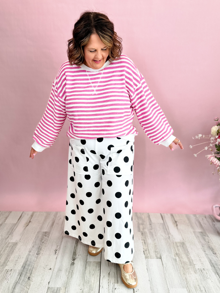 The Shirley Striped Top - Candy Pink