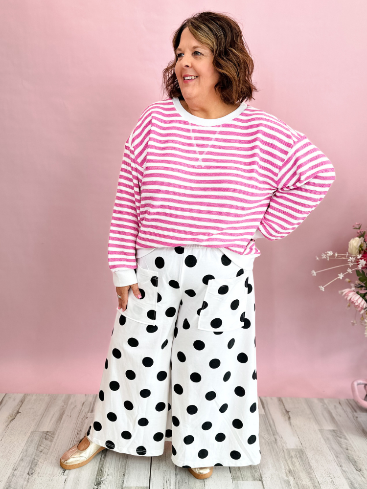 The Shirley Striped Top - Candy Pink