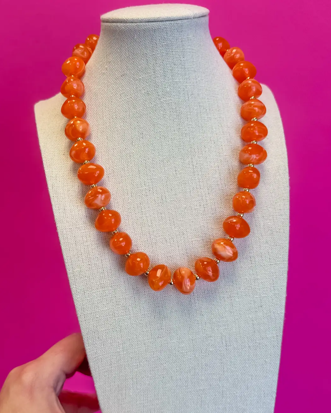 Orange Beaded Statement Necklace
