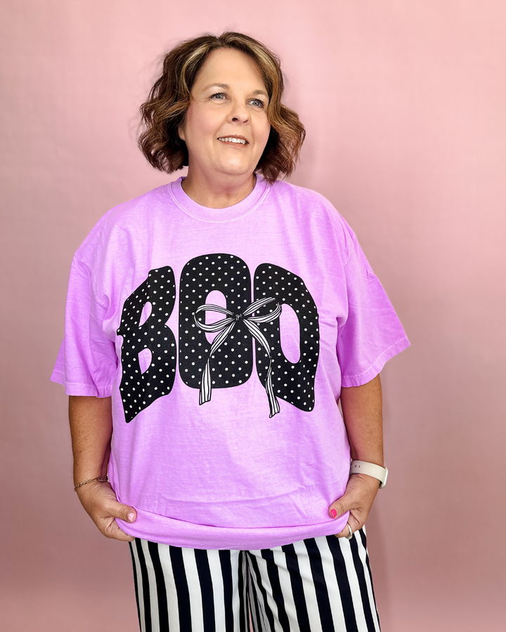 Boo Comfort Color Graphic TShirt - Purple