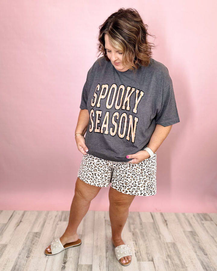 Spooky Season Tultex Graphic Tee - Pink &amp; Orange Stripes