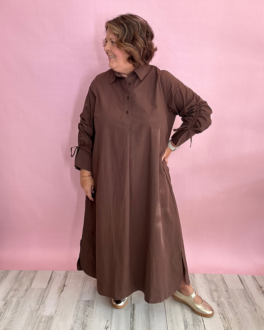 The Emery Midi Dress - Brown