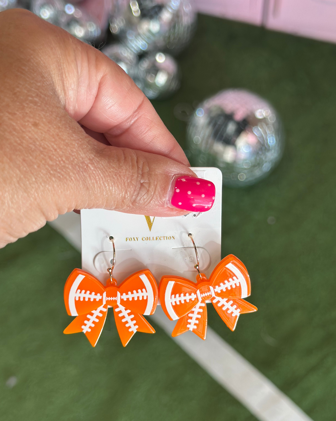 Football Bow Earring - Orange