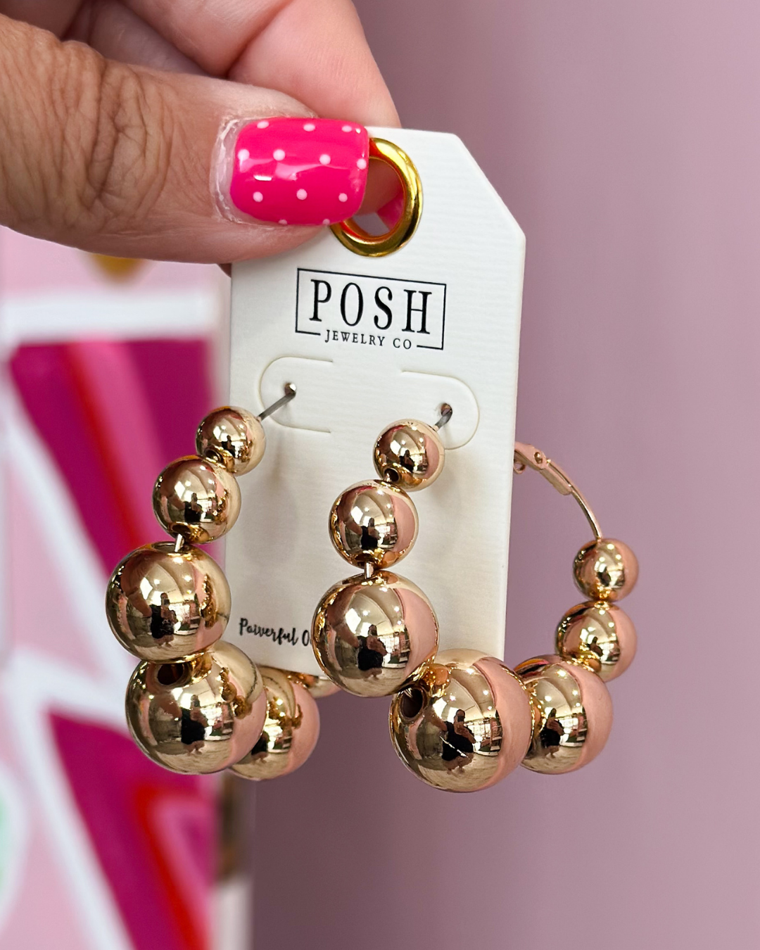 Large Bead Hoop Earring - Gold