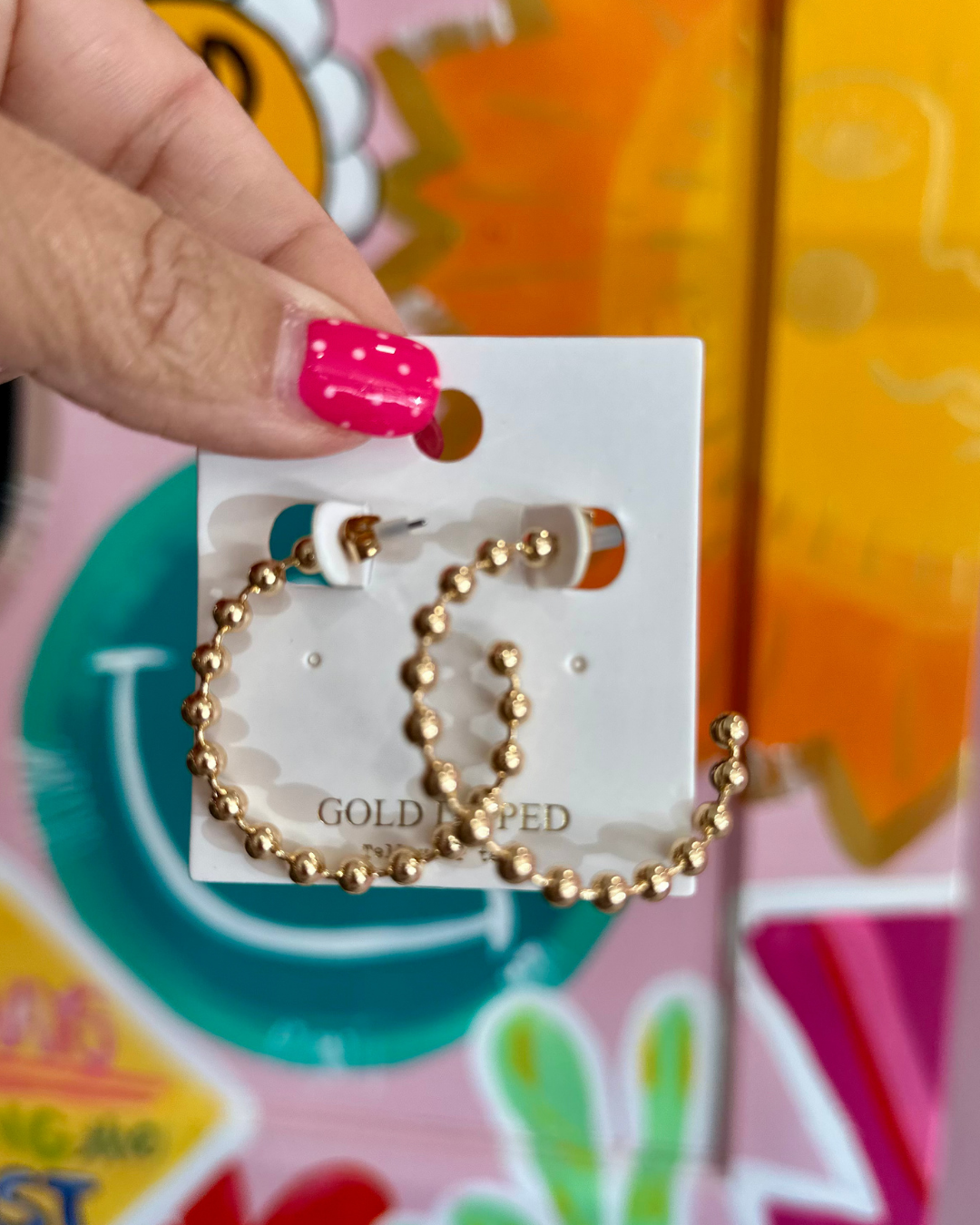 Small Beaded Hoops - Gold