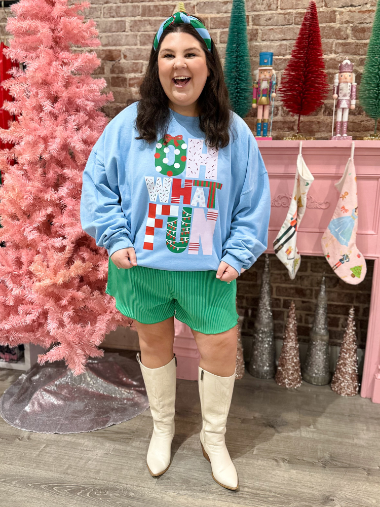 Oh What Fun Sweatshirt - Light Blue